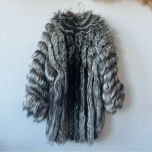 Light Real Fur Coat by German Designer Brown & White